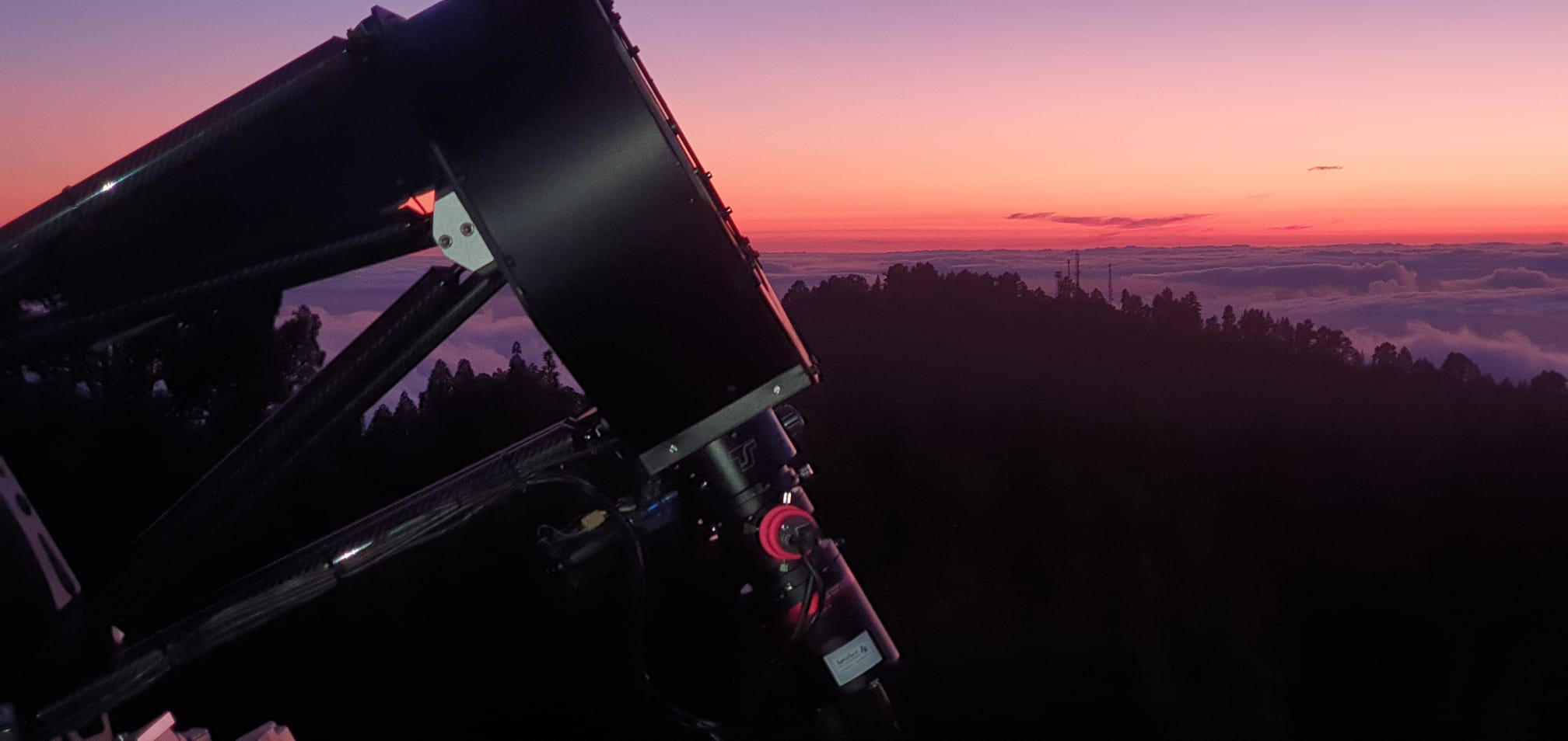 Telescope at Dark Sky Hosting La Palma — sea of clouds at sunset
